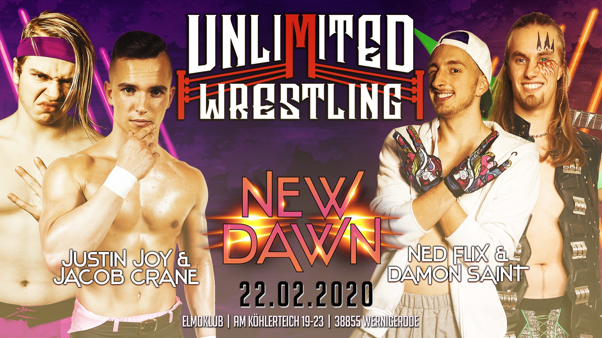 Unlimited Tag Team TurnierJustin Joy & Jacob Crane vs. Ned Flix & Damon Saint